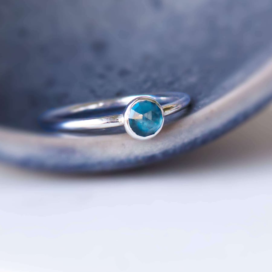 LONDON Blue Topaz Gemstone Ring  - November Birthstone