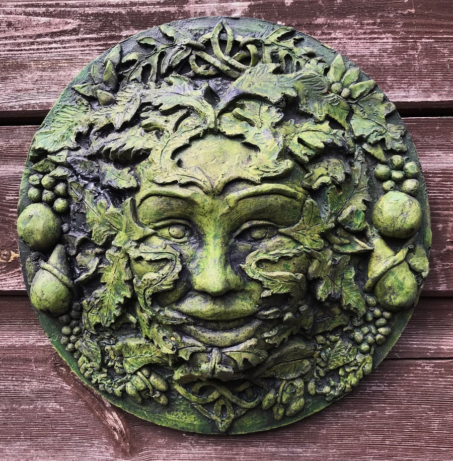 Autumn Celtic Green Man Plaque plus Free Pocket Green Man