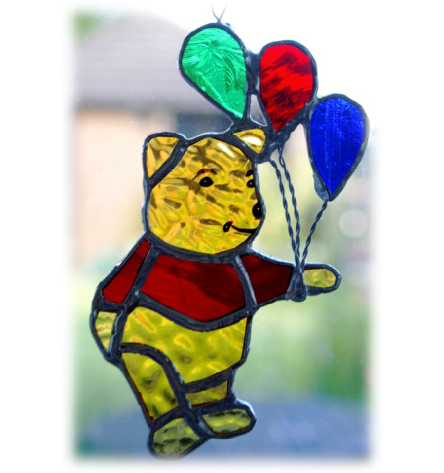 SOLD Winnie the Pooh Suncatcher Stained Glass Bear Handmade
