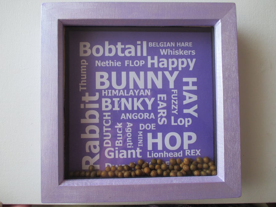 SALE Bunny Rabbit Themed Box Frame Art Picture Word Art 