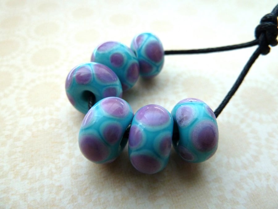 blue and purple lampwork glass beads