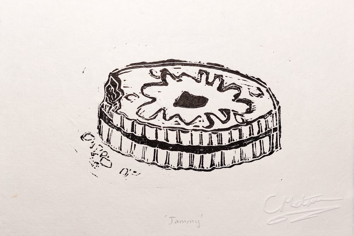 'Jammy' biscuit print - A5 lino cut print