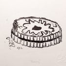 'Jammy' biscuit print - A5 lino cut print