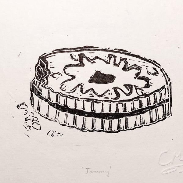 'Jammy' biscuit print - A5 lino cut print