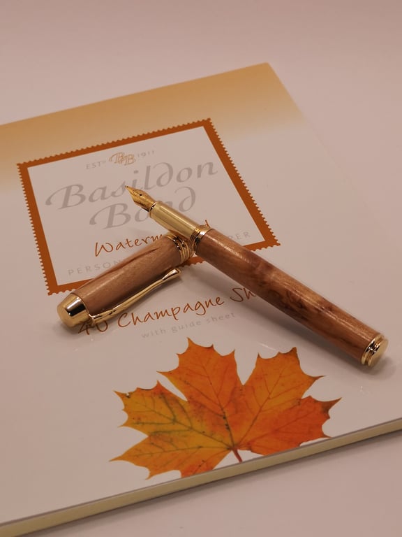 Handmade Masur Birch Fountain Pen in Gold