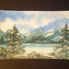 aceo snowscene 2 original watercolour by Gweddusart