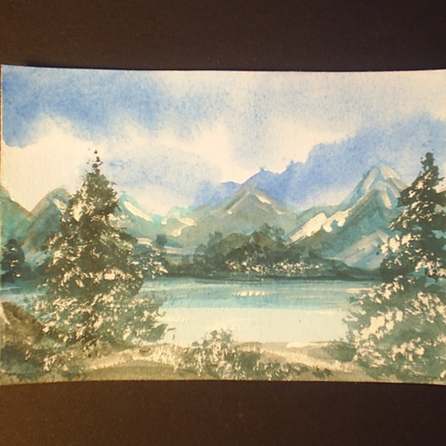 aceo snowscene 2 original watercolour by Gweddusart