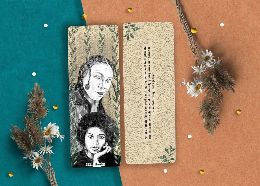 Author bookmark, feminist author bookmarks, Female author bookmark, Bell Hooks