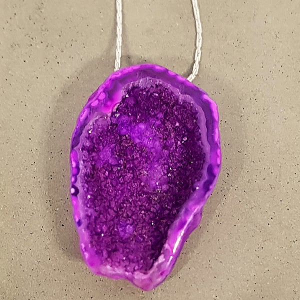 Purple Druzy Pendant, Druzy Cavern Pendant, Druzy Necklace, Sterling Silver Druz