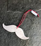 Moustache Movember Christmas Decoration white Santa The  Porcelain Menagerie  - Image 2