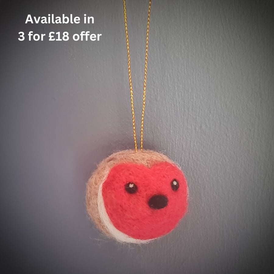 Needle Felted Robin Christmas Ornament: Handmade Bauble