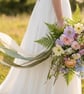 Hand Dyed Habotai Silk Ribbon: Eucalyptus Green Bridal Bouquet Ribbon