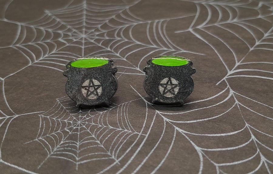 Small Magic Witches Cauldron Resin Stud Earrings