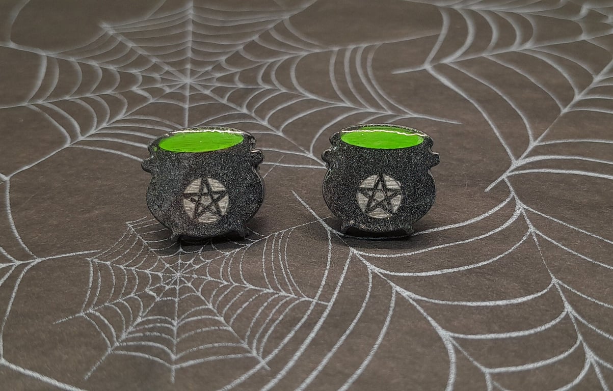 Small Magic Witches Cauldron Resin Stud Earrings
