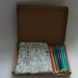 Rocket Pencil Case to Colour, Letterbox Gift