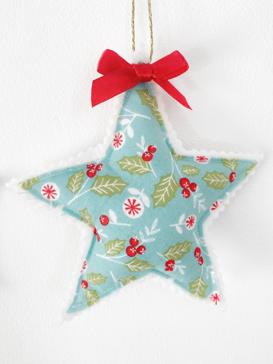 Lavender Filled Christmas Star in Holly Berry Fabric