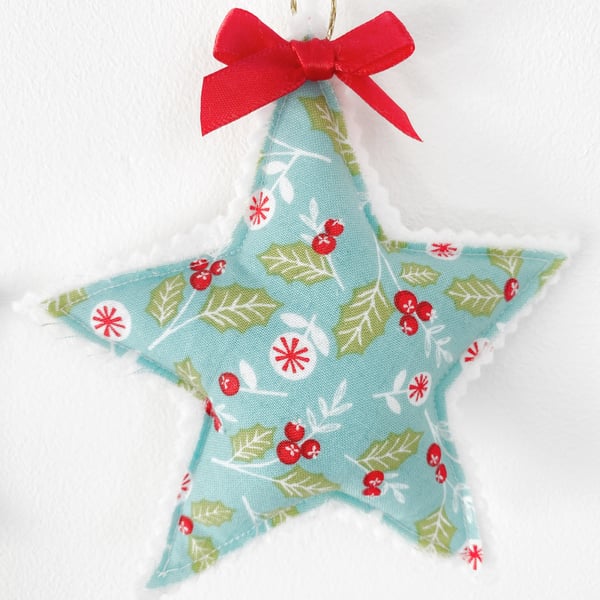 Lavender Filled Christmas Star in Holly Berry Fabric