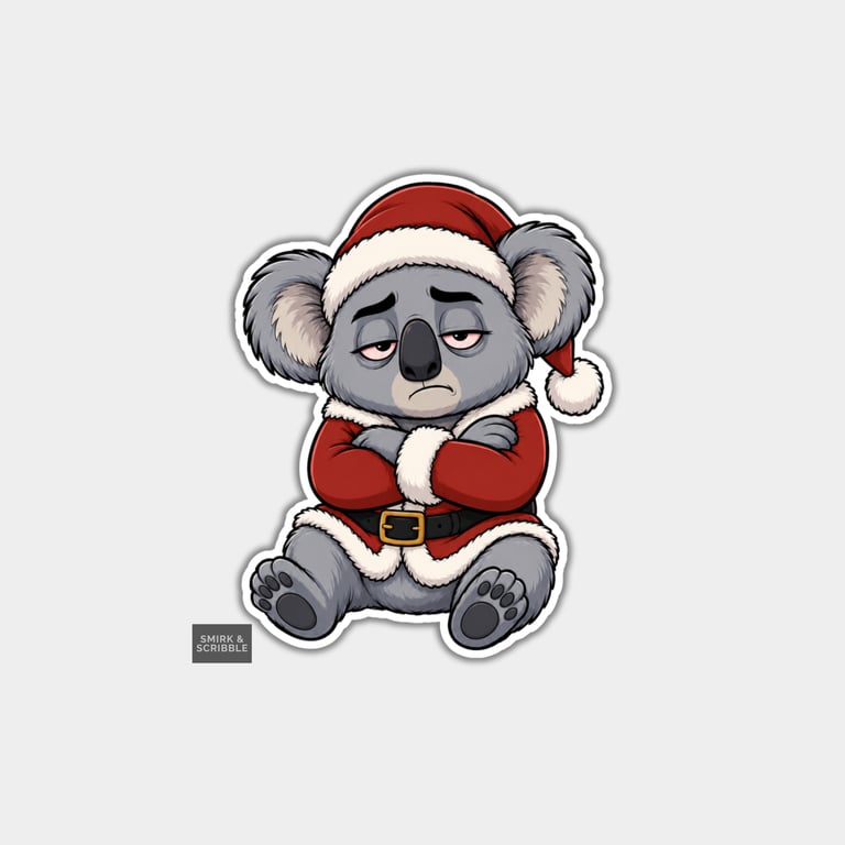 Funny Christmas Sticker Vinyl Xmas Decal For Adults - Cute Santa Koala