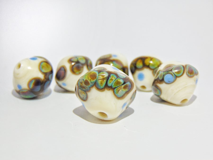 6PCS Unique Handmade Lampwork Glass Beads for Jewellery Projects, Focal Beads
