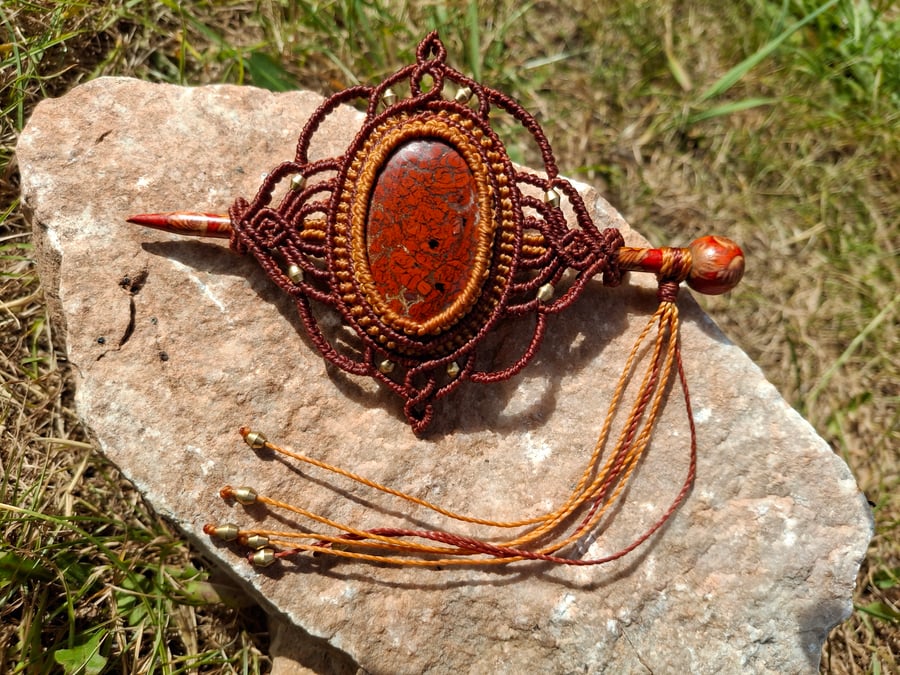 Red Jasper Hair Barette 