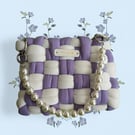 Checkered White and Lavender Crocheted Handbag
