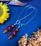 Red agate drop dangly earrings with large Sterling Silver safety hooks  - Image 1