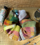 Scrunchie in Multicoloured Patchwork Hand Dyed & Woven Wool Fabric Hair Bobble