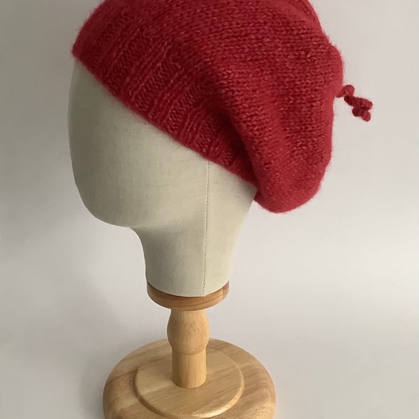 SLOUCH BEANIE hat .'Elodie' .Luxury alpaca, merino wool blend . Rose.