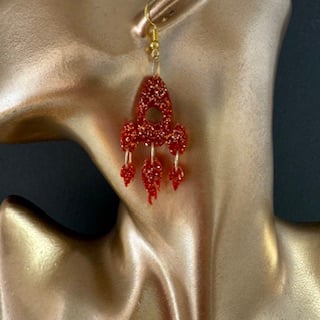 Red Rocket Resin Earrings