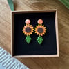 Sunflower and Bronze Earrings - Helen 