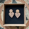 Leopard Hearts and Wood Earrings