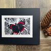 Red Admiral Original Handmade Lino Print Mounted
