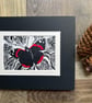 Red Admiral Original Handmade Lino Print Mounted