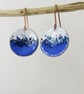 Copper Textured Dangle Earrings in Blue and White with Glass Sprinkles - Image 2