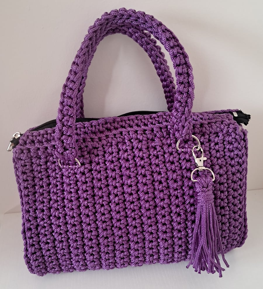 Purple Handmade Crocheted Handbag