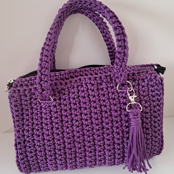 Purple Handmade Crocheted Handbag