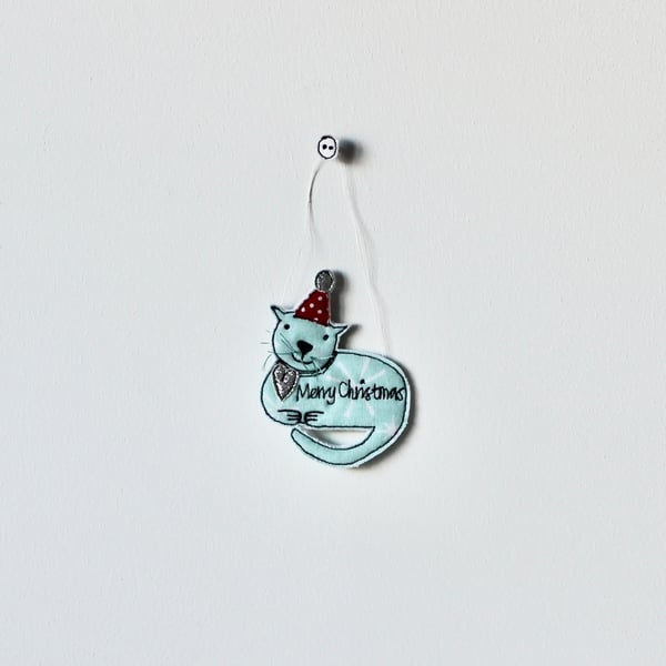 'Merry Christmas Cat' - Hanging Decoration