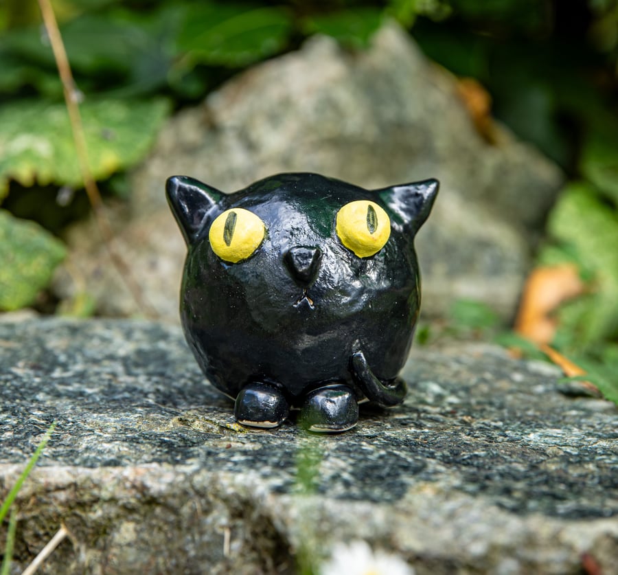 Ceramic black cat ornament