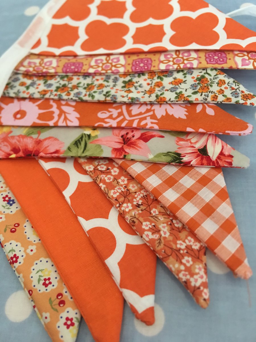 Shades of orange cotton fabric bunting wedding,party flags