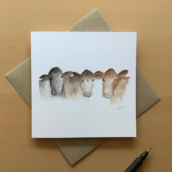Greetings card - cows - farm animals
