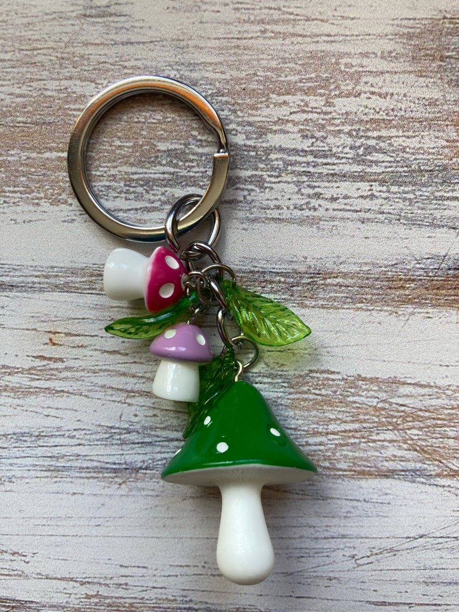 Faery Toadstool bag charm or keyring green