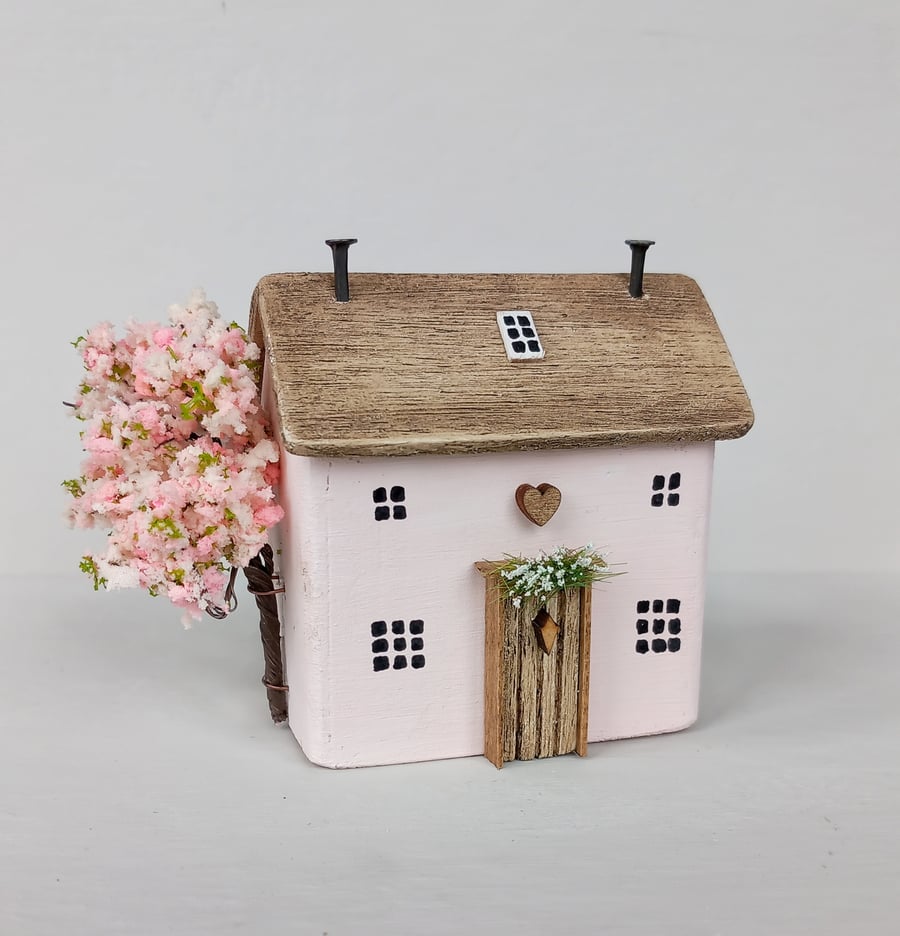 Pink Blossom Country Cottage - Wooden House. Made to Order 