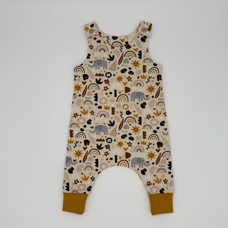 Elephant sunshine handmade dungarees (Various sizes) Baby and Children's romper,