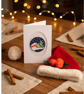 Handmade Cross-Stitch Christmas Card – Cosy Winter Cabin in the Snow