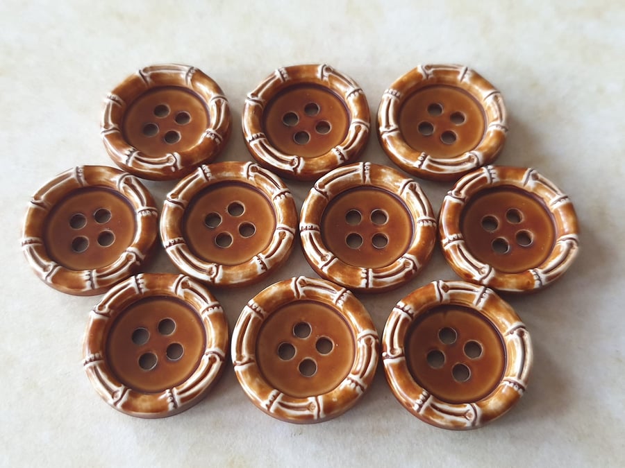 Vintage fake Bamboo (look) buttons in 3 sizes 15mm 18mm 22mm