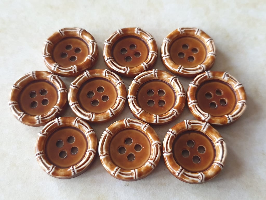 Vintage fake Bamboo (look) buttons in 3 sizes 15mm 18mm 22mm