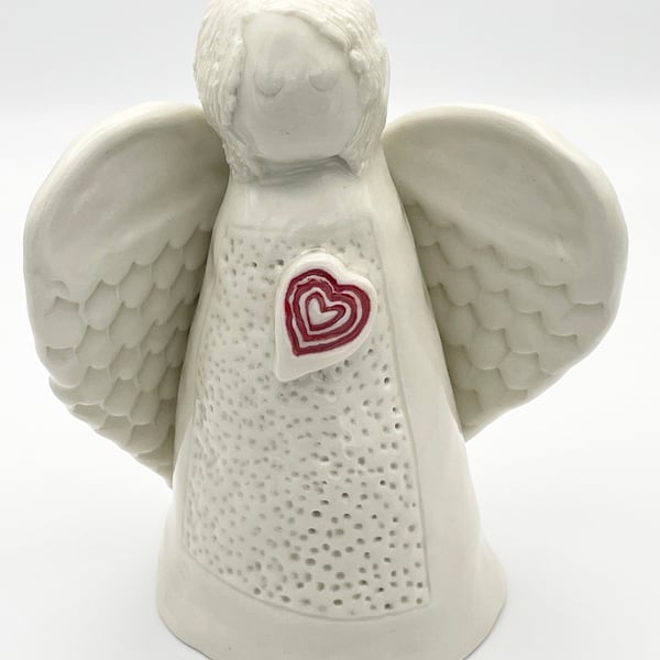 Porcelain Angel sculpture with red heart
