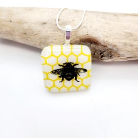 Fused Glass Bee Necklace 