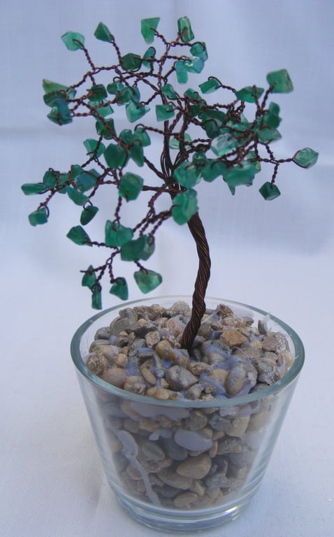 Green onyx gemstone tree of life ornament