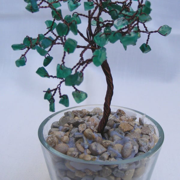 Green onyx gemstone tree of life ornament